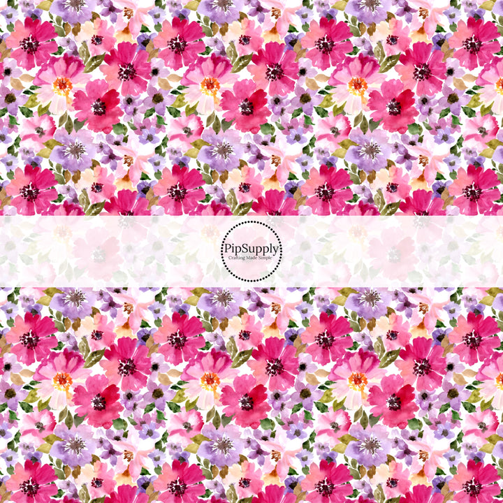 These floral themed no sew bow strips can be easily tied and attached to a clip for a finished hair bow. These festive bow strips are great for personal use or to sell. These bow strips feature the following design elements: colorful watercolor flowers.
