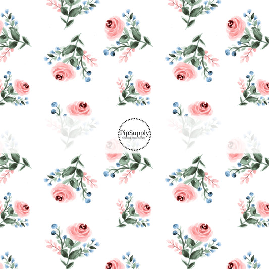This summer fabric by the yard features pink roses on cream. This fun summer themed fabric can be used for all your sewing and crafting needs!