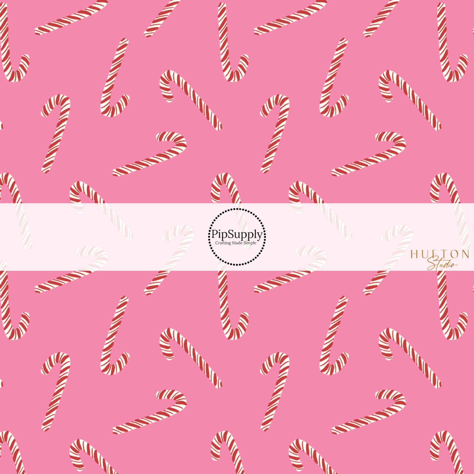 These Christmas themed pattern fabric by the yard features the following design elements: candy canes on pink. This fun themed fabric can be used for all your sewing and crafting needs!