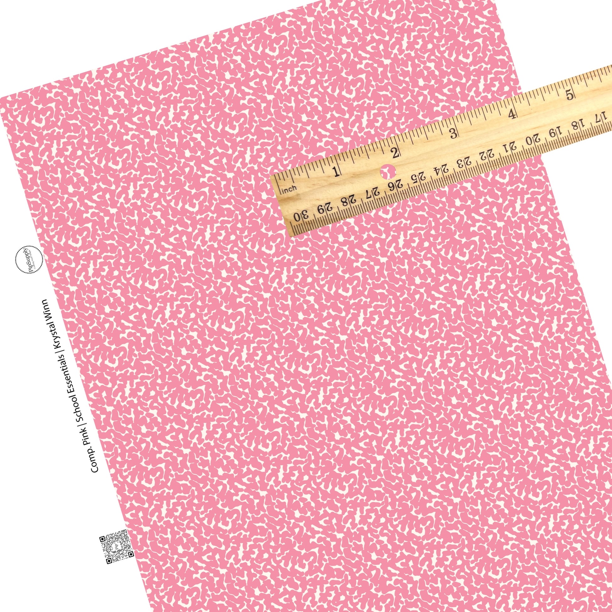 Pink and cream composition patterned faux leather sheet