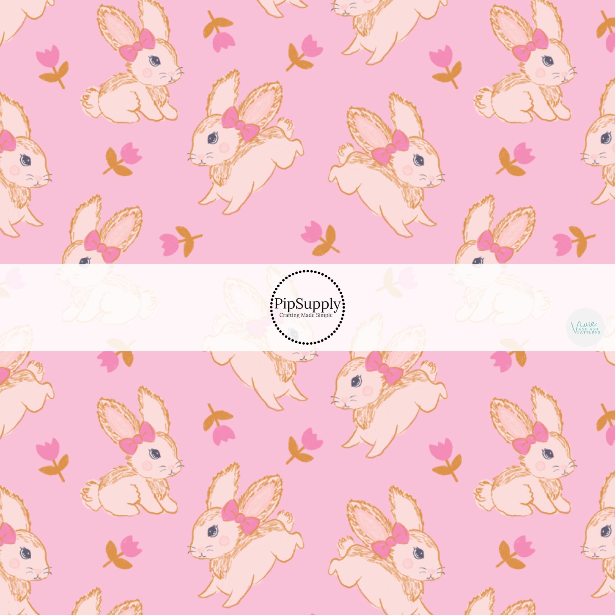 Easter Fabric By The Yard Pink Soft Bunnies Fabric Bunny Fabric