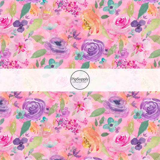 Pink Spring Floral Fabric By The Yard