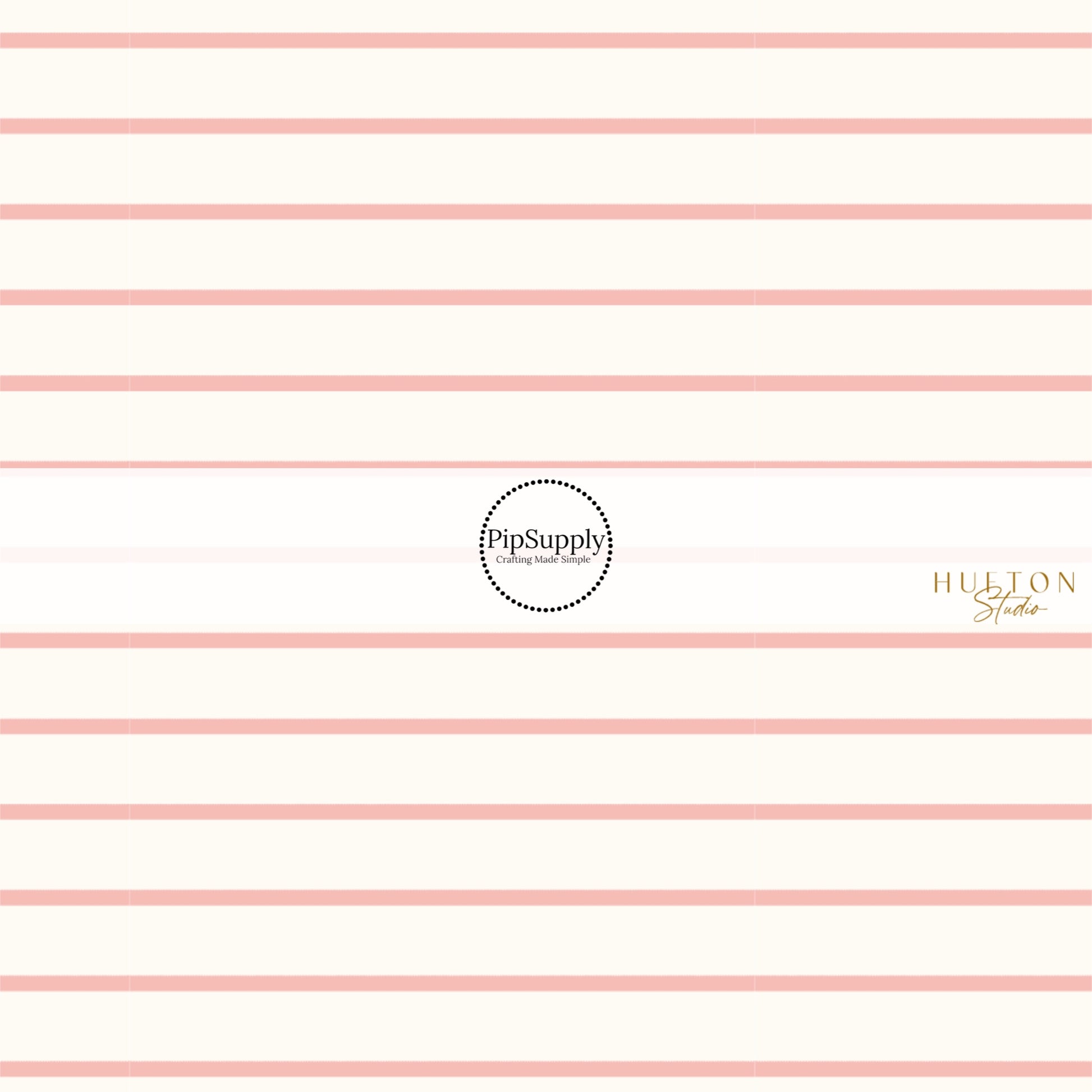 These stripe themed cream fabric by the yard features light pink pinstripes on cream. This fun stripe themed fabric can be used for all your sewing and crafting needs! 
