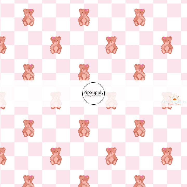 This holiday fabric by the yard features bears and checker pattern. This festive pattern fabric can be used for all your sewing and crafting needs!