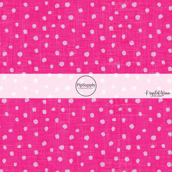 This summer fabric by the yard features bright pink dots. This fun summer themed fabric can be used for all your sewing and crafting needs!