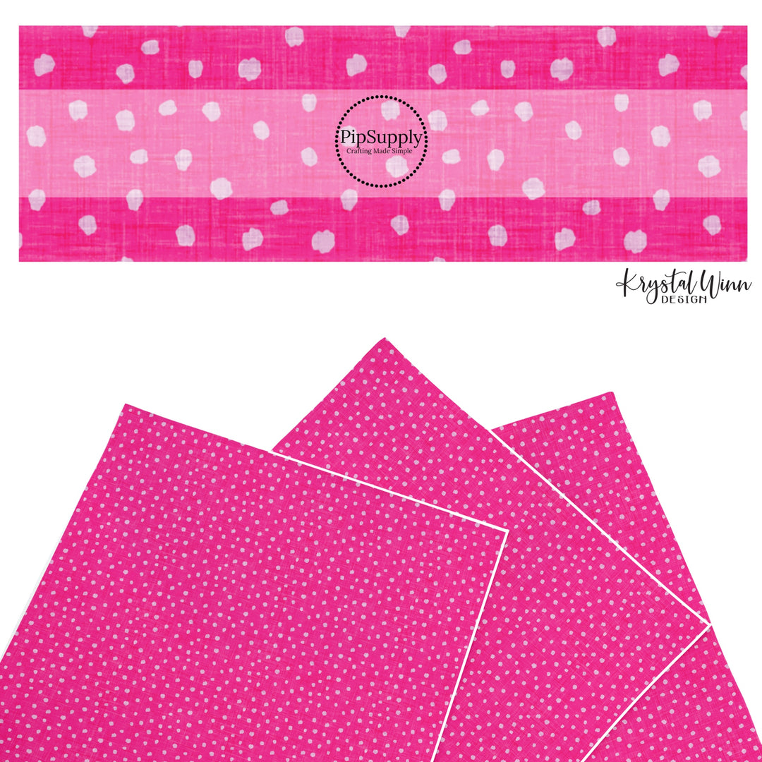 These summer faux leather sheets contain the following design elements: bright pink dots. Our CPSIA compliant faux leather sheets or rolls can be used for all types of crafting projects.