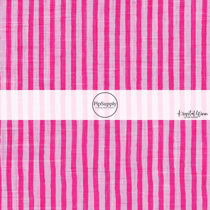 This summer fabric by the yard features bright pink stripes. This fun summer themed fabric can be used for all your sewing and crafting needs!