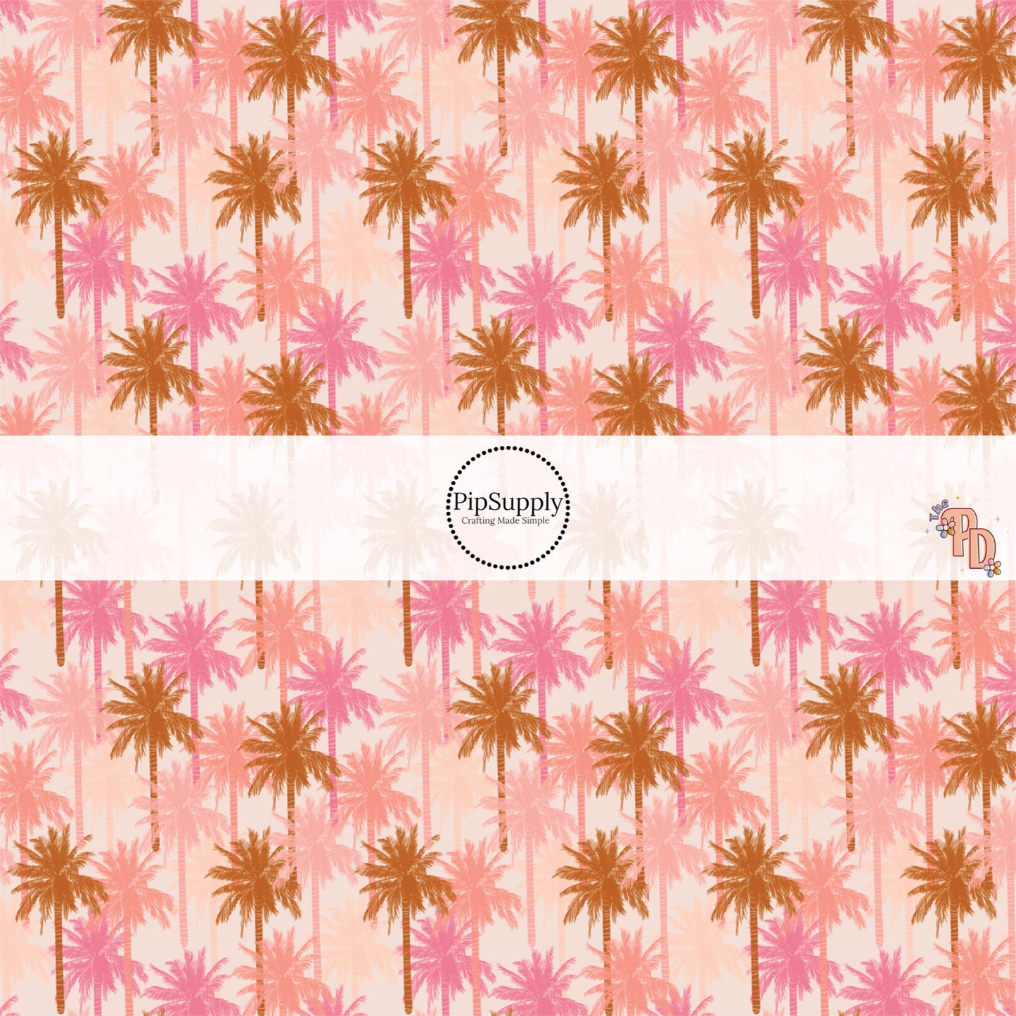 These summer floral themed no sew bow strips can be easily tied and attached to a clip for a finished hair bow. These summer patterned bow strips are great for personal use or to sell. These bow strips feature multi colored pink palm trees.