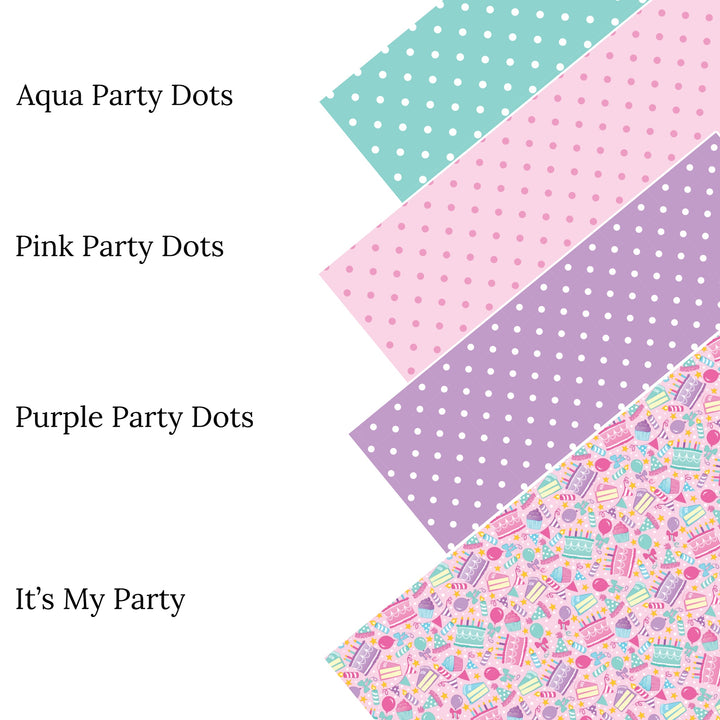 Aqua Party Dots Faux Leather Sheets