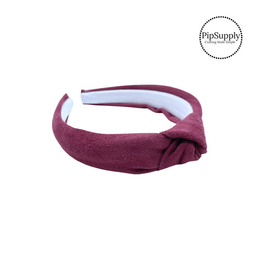 Plum Soft Faux Suede Knotted Headband