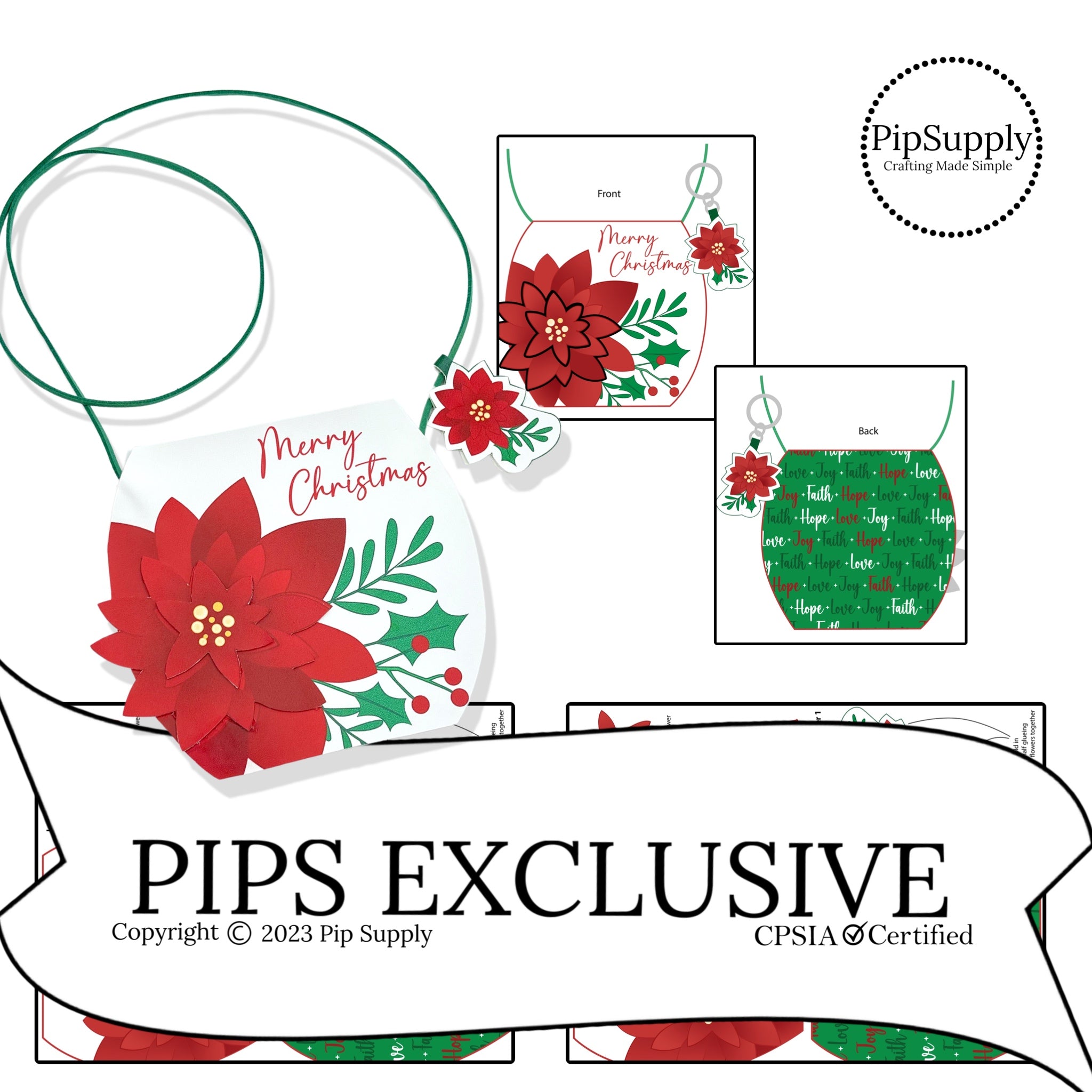 Christmas Purse Poinsettia Faux Leather Purse Template Craft Cutouts