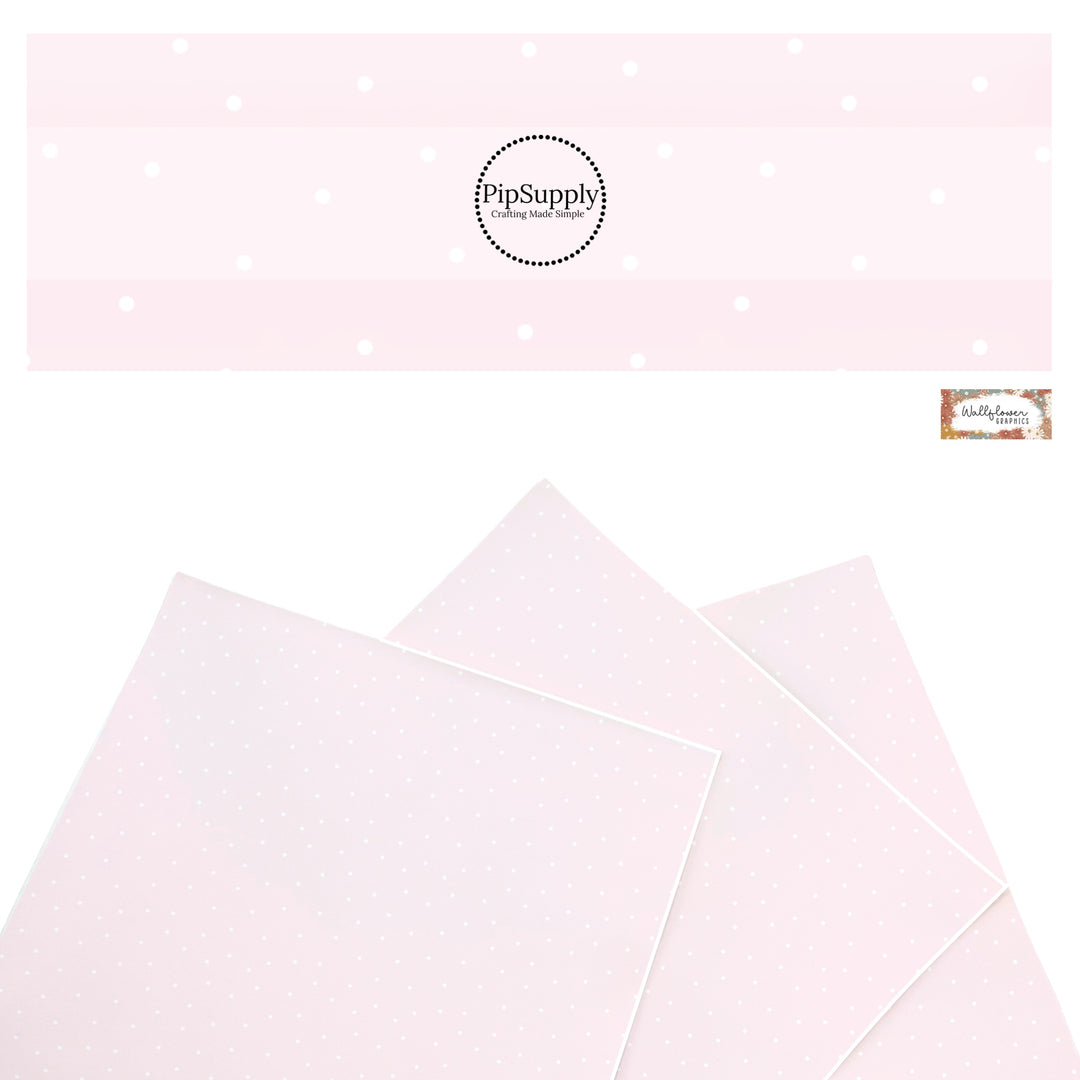 These spring themed faux leather sheets contain the following design elements: polka dots on light pink. Our CPSIA compliant faux leather sheets or rolls can be used for all types of crafting projects.