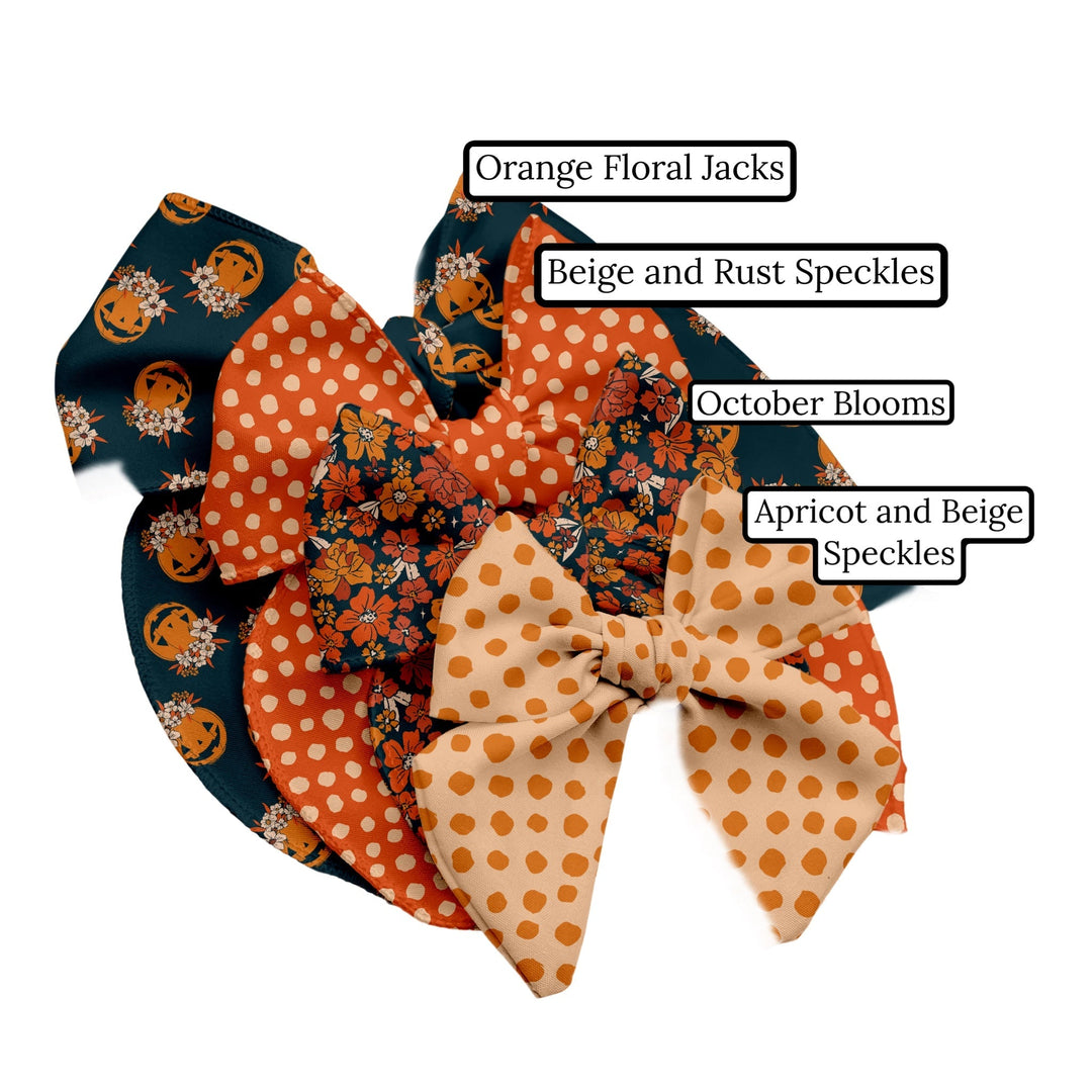 Orange Floral Jacks Hair Bow Strips