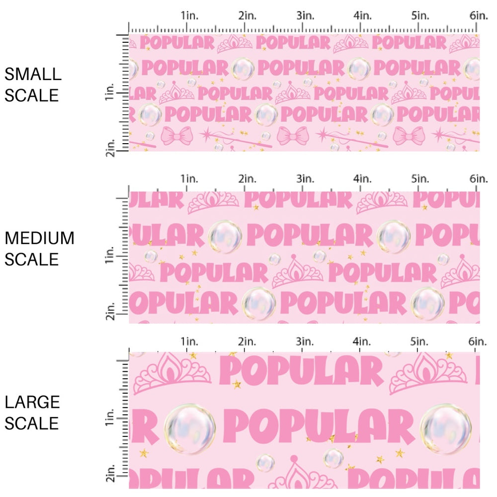 This fun witch themed fabric by the yard features "popular" sayings with crowns and bows on pink. This fun pattern fabric can be used for all your sewing and crafting needs!