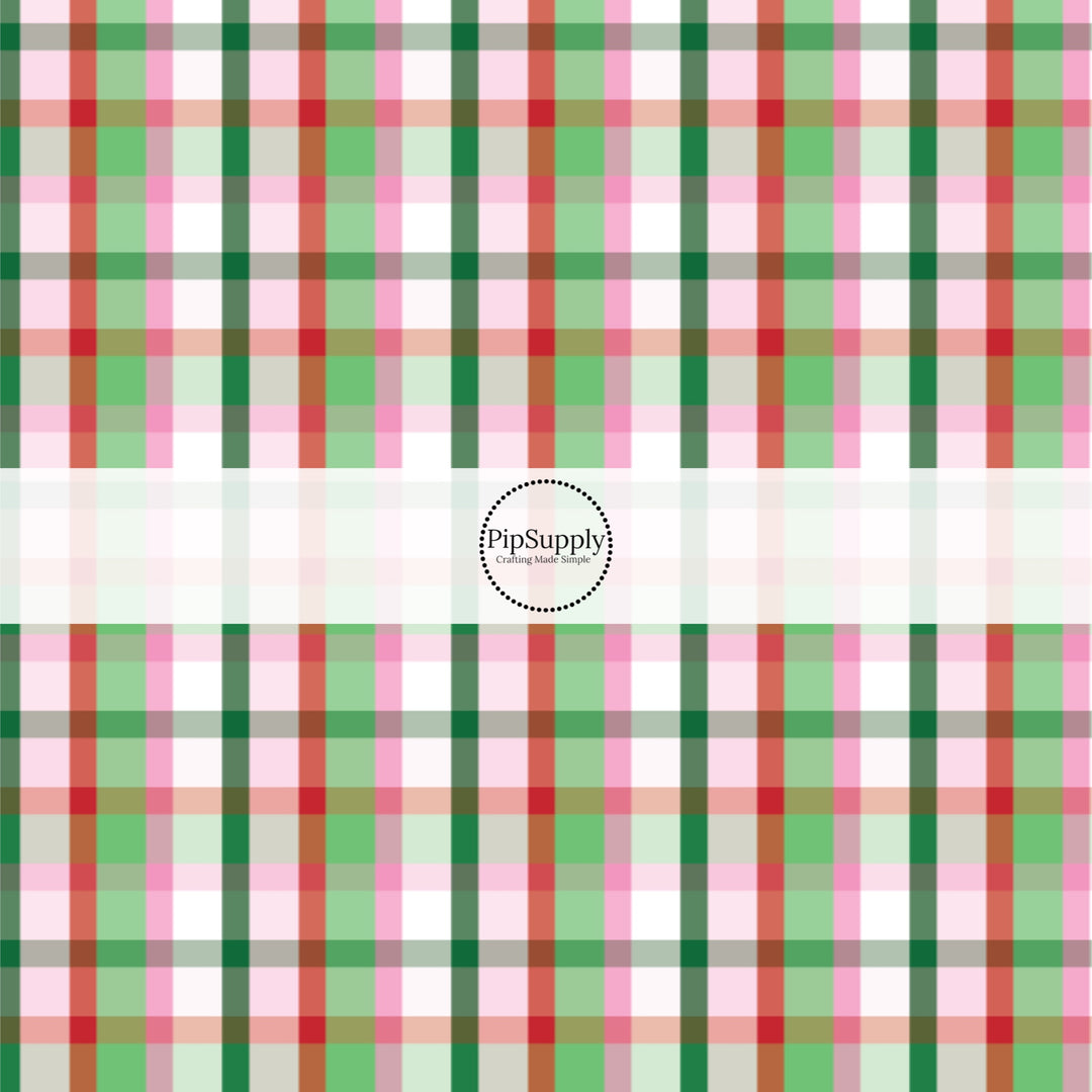 These winter gingham themed pattern fabric by the yard features the following design elements: colorful Christmas gingham pattern. This fun themed fabric can be used for all your sewing and crafting needs!