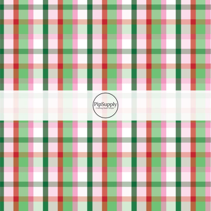 These winter gingham themed pattern fabric by the yard features the following design elements: colorful Christmas gingham pattern. This fun themed fabric can be used for all your sewing and crafting needs!