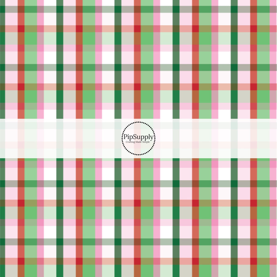 These winter gingham themed pattern fabric by the yard features the following design elements: colorful Christmas gingham pattern. This fun themed fabric can be used for all your sewing and crafting needs!