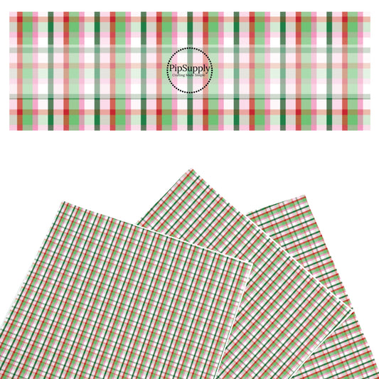 These winter gingham themed pattern faux leather sheets contain the following design elements: colorful Christmas gingham pattern. Our CPSIA compliant faux leather sheets or rolls can be used for all types of crafting projects.