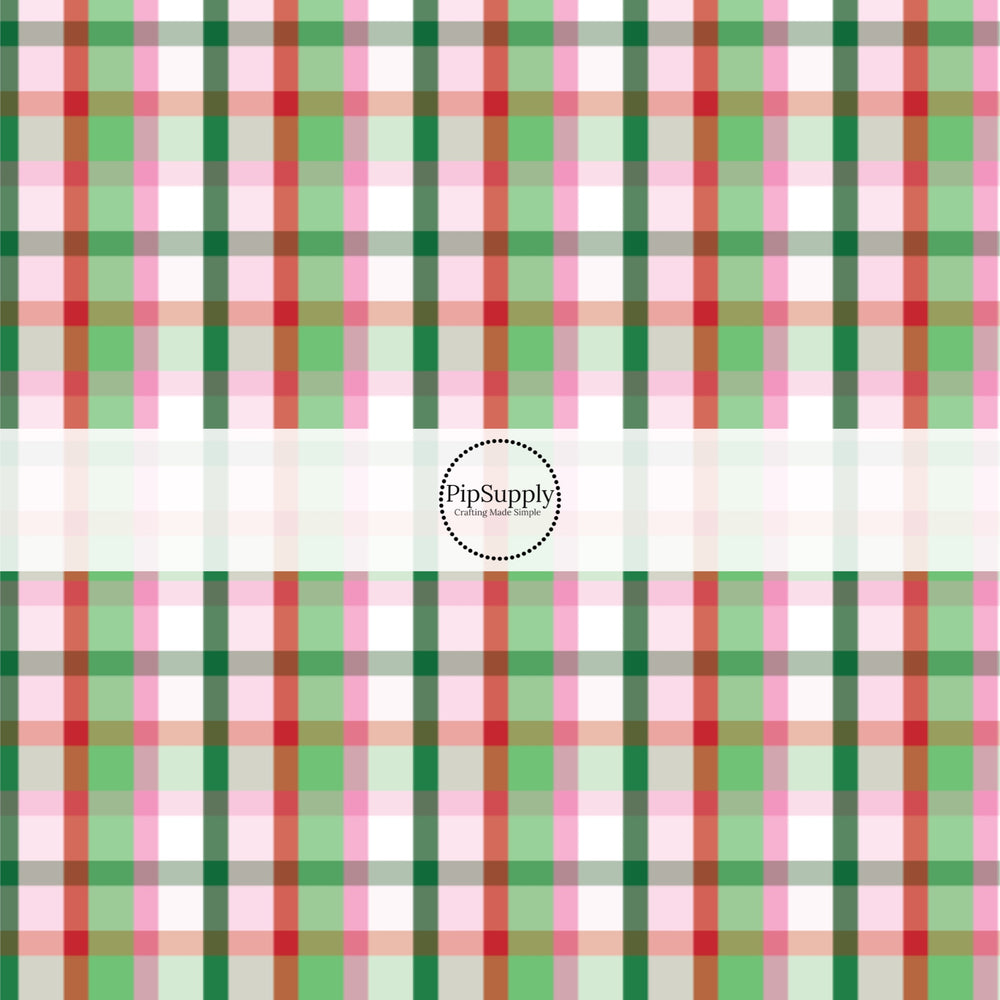 These winter gingham themed no sew bow strips can be easily tied and attached to a clip for a finished hair bow. These fun patterned bow strips are great for personal use or to sell. These bow strips feature the following design elements: colorful Christmas gingham pattern.