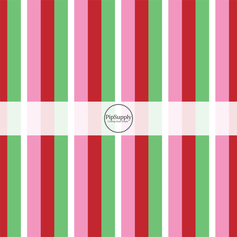 These winter stripe themed no sew bow strips can be easily tied and attached to a clip for a finished hair bow. These fun patterned bow strips are great for personal use or to sell. These bow strips feature the following design elements: colorful Christmas stripe pattern.