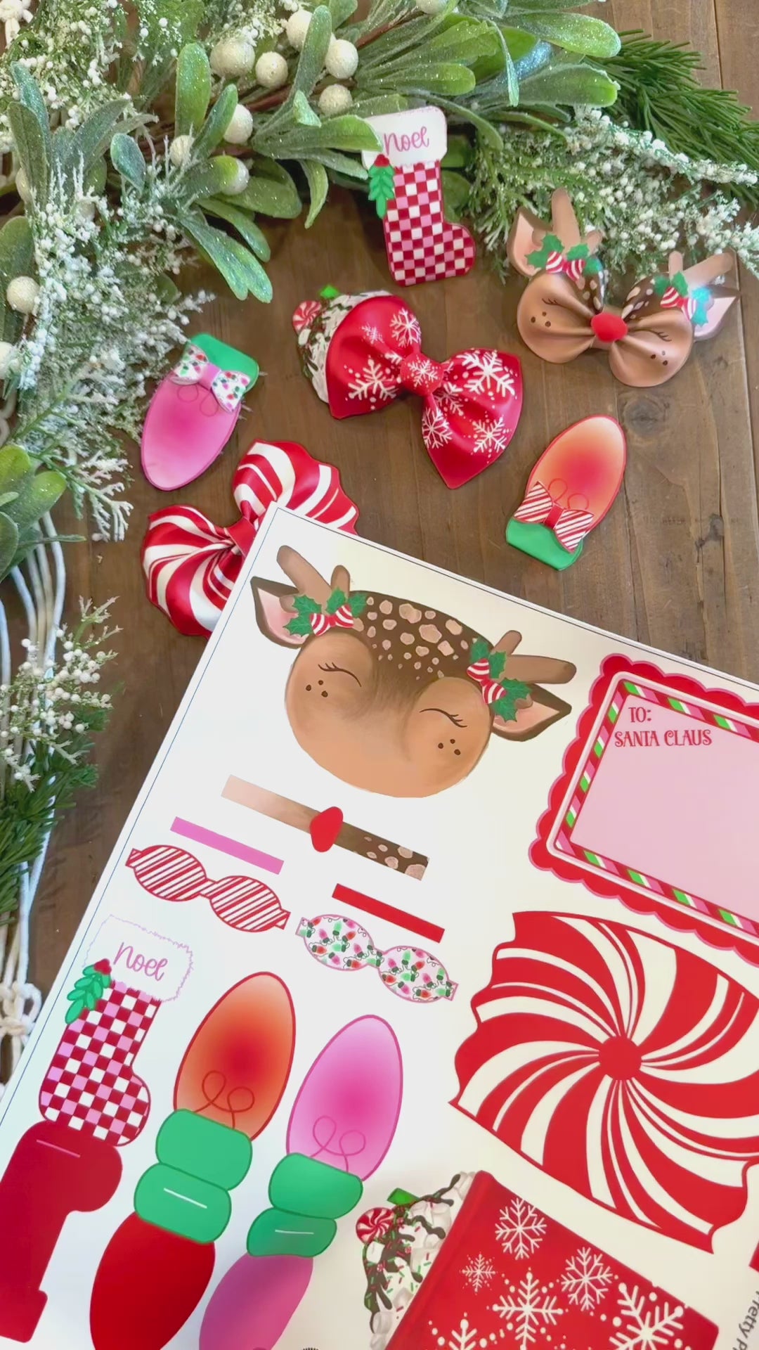 MINI Pretty Pink Christmas Faux Leather DIY Hair Bows & Craft Cutouts