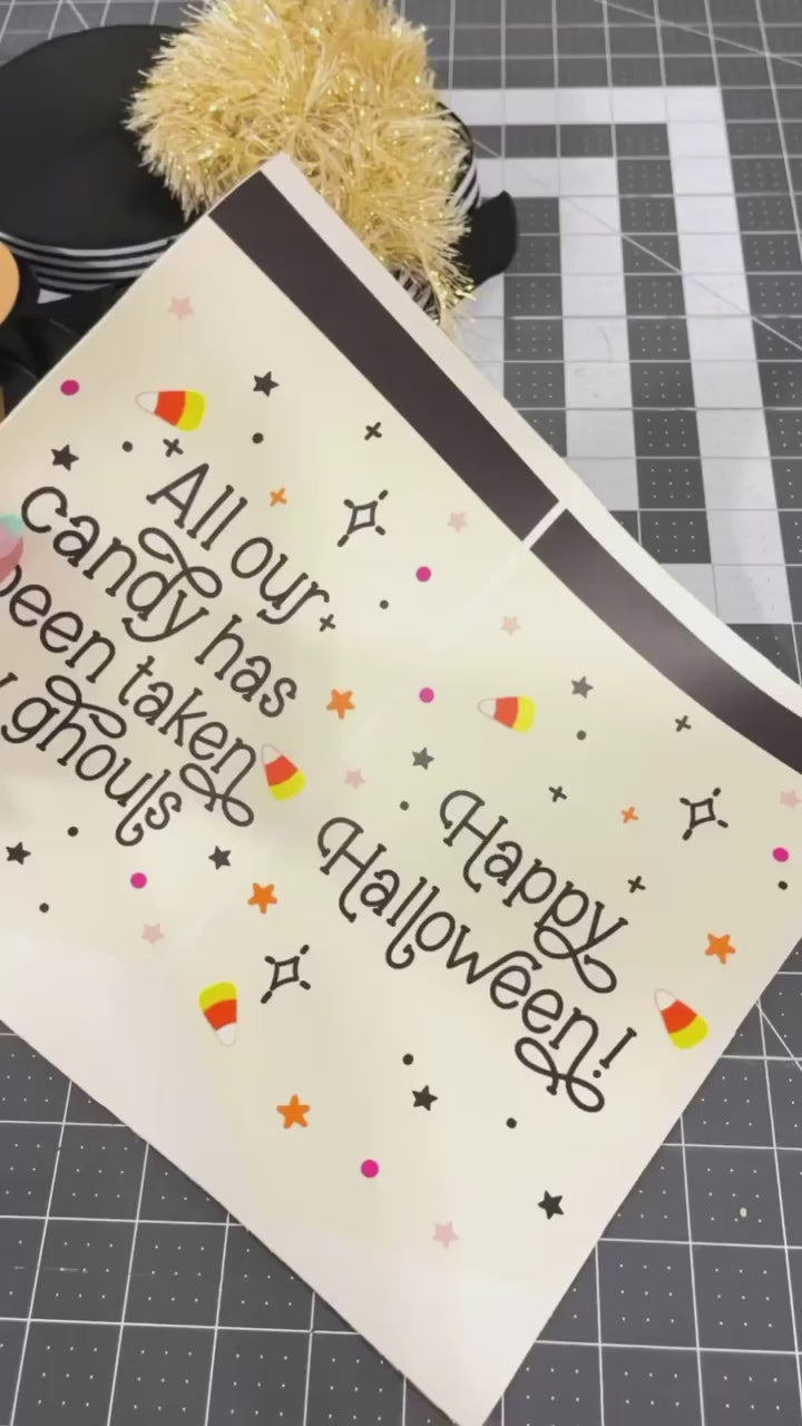 Candy Corn Treats Are Gone Reversible Faux Leather DIY Sign