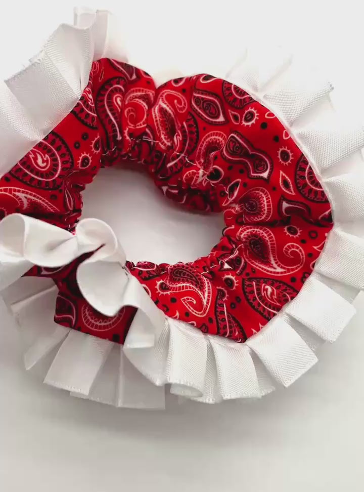 Red Paisley Ruffle Layered Scrunchie