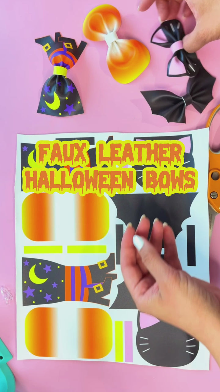 Traditional Halloween Faux Leather DIY Hair Bows & Craft Cutouts