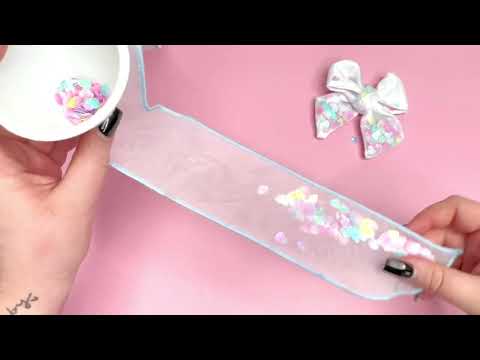 White Star Trimmed Organza Fillable Shaker Bow Strip