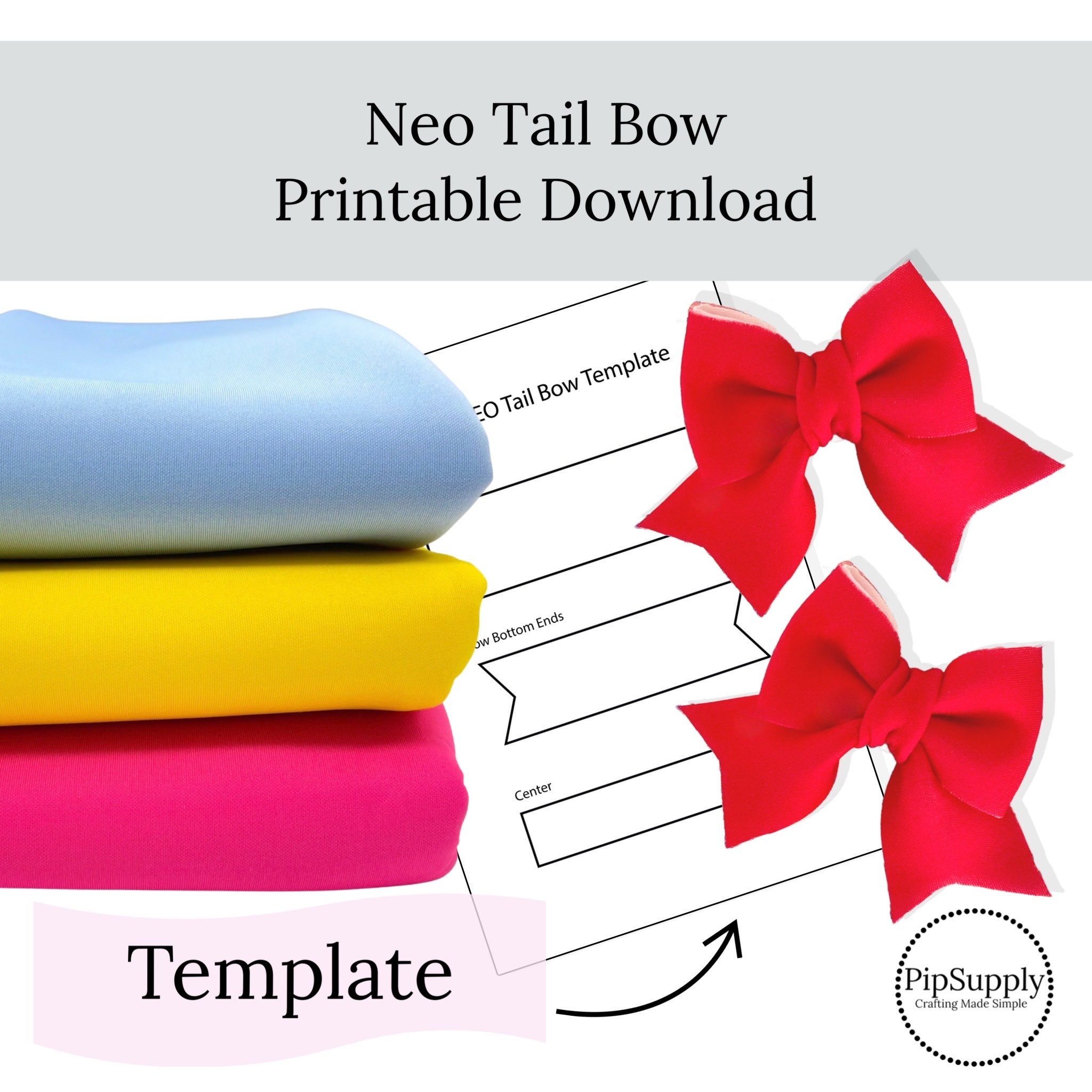 Printable Tail Neoprene DIY Hair Bow Template Neo Tail Bow Printable