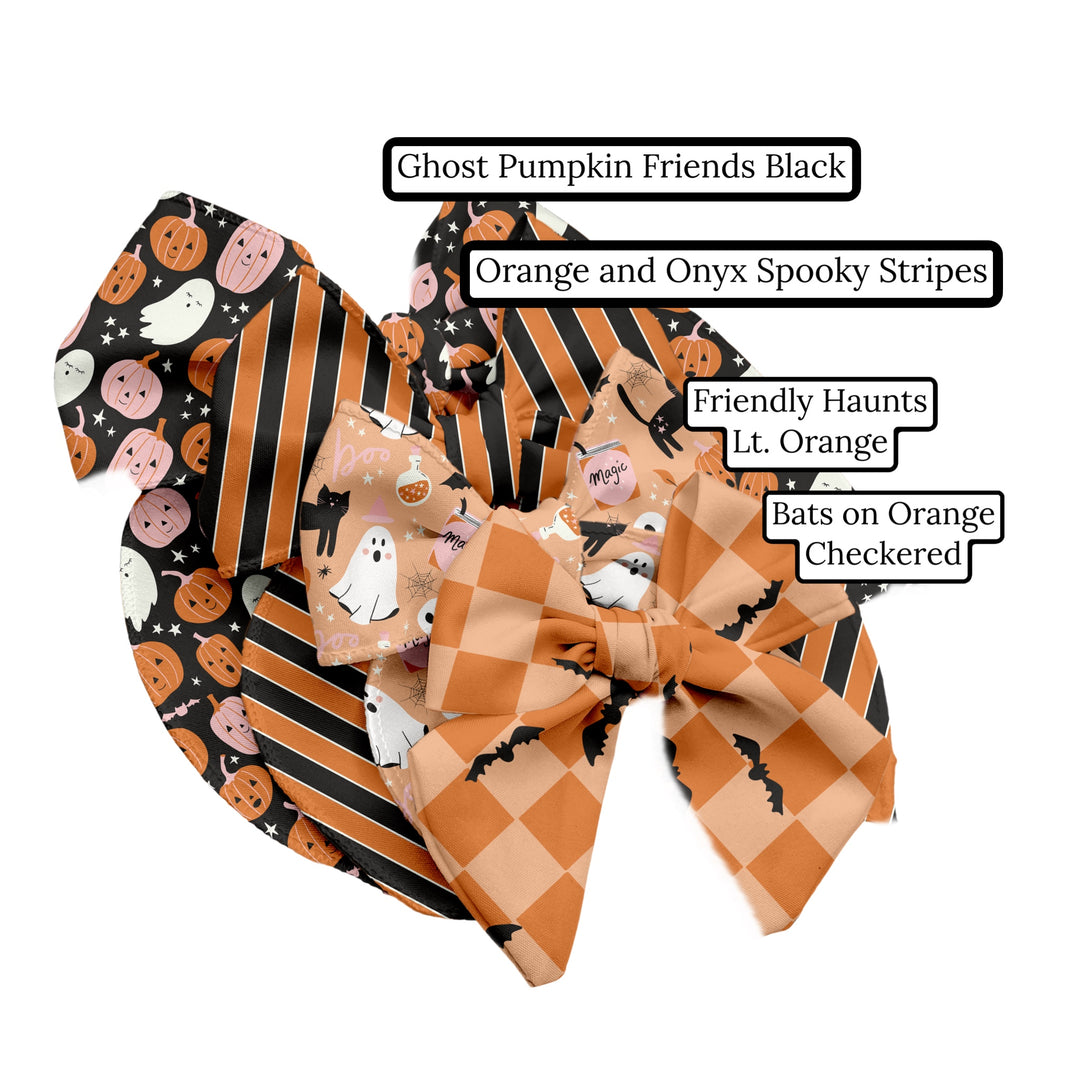 Ghost Pumpkin Friends Black Hair Bow Strips