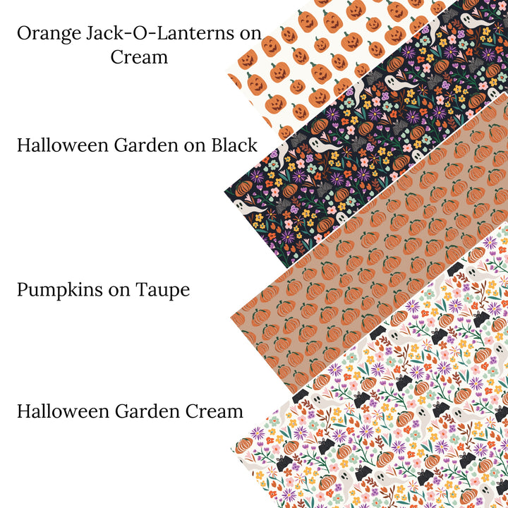 Halloween Garden on Cream Faux Leather Sheets