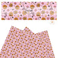 Pumpkins, boo flags,stars, flowers, and candy on pink faux leather sheets
