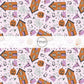 These Halloween themed light pink fabric by the yard features pumpkins, spiderwebs, skulls, haunted houses, moons, and tiny stars on pastel pink. This fun spooky themed fabric can be used for all your sewing and crafting needs! 
