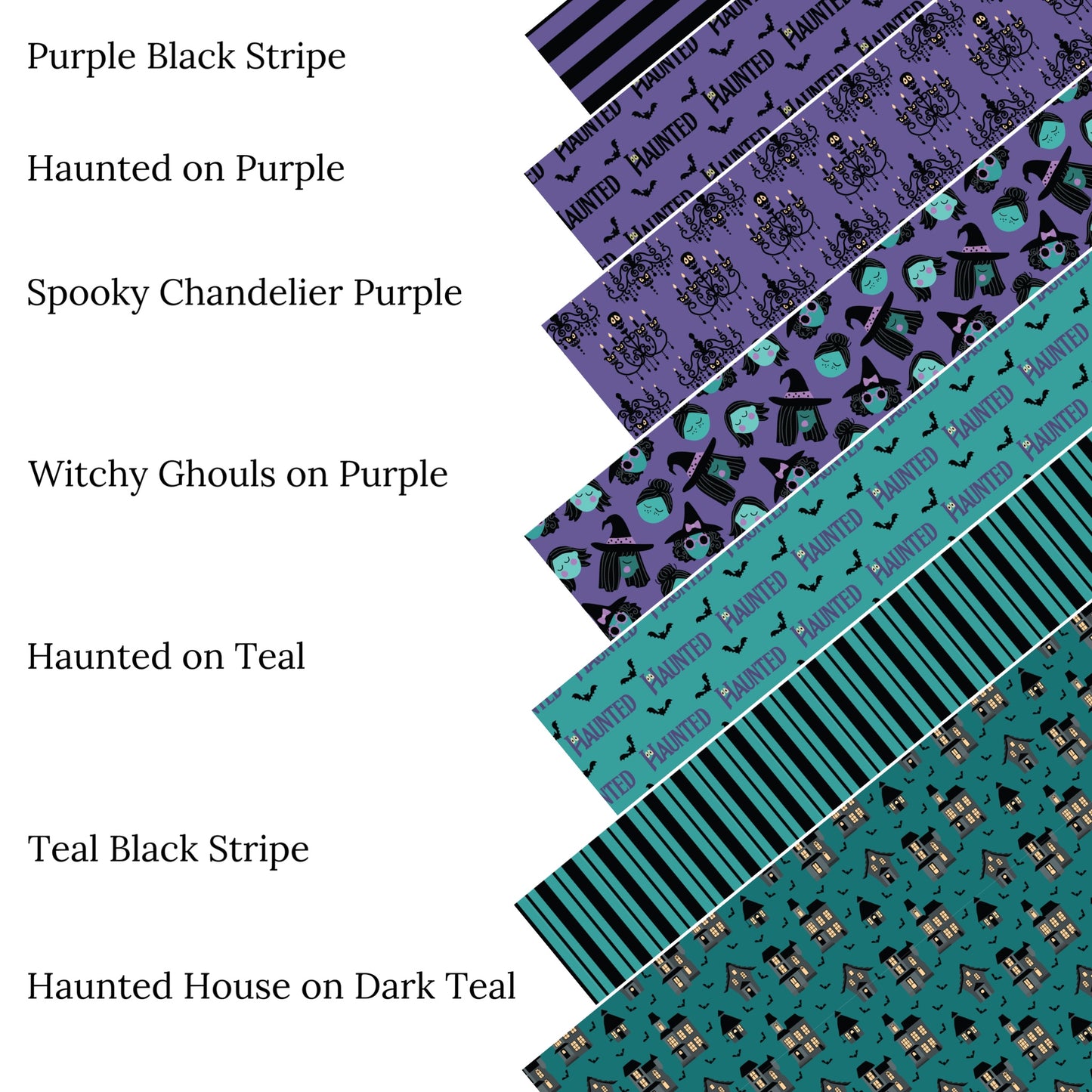 Witchy Ghouls on Purple Faux Leather Sheets