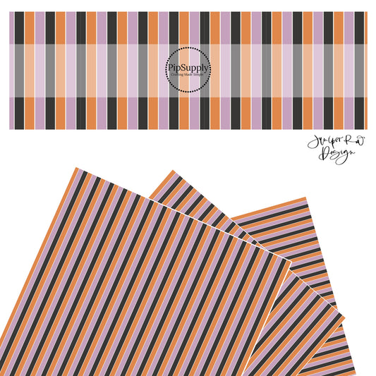 Orange, purple, and black stripes faux leather sheets