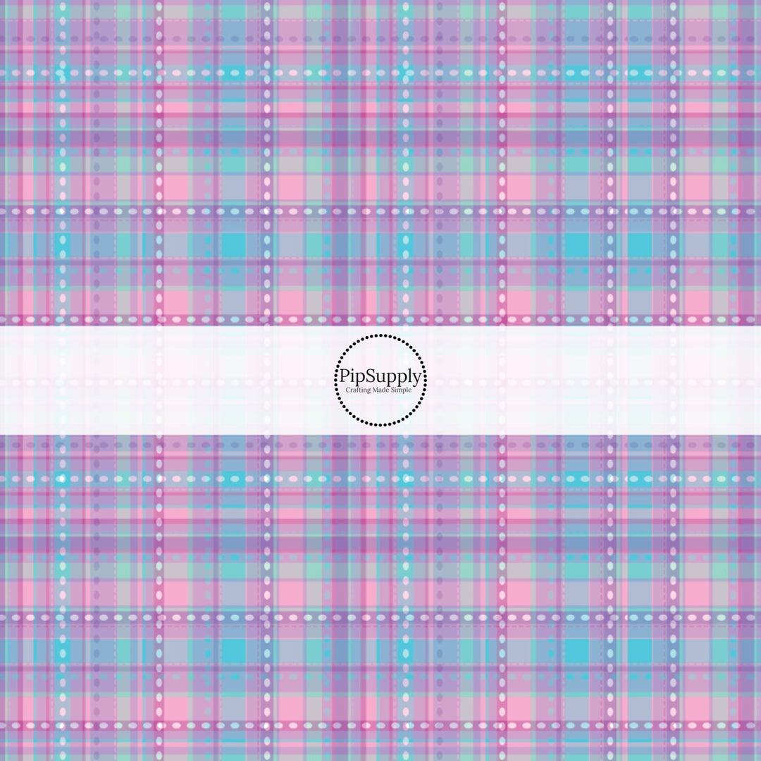 Purple and Blue Tartan Print Fabric by the Yard.