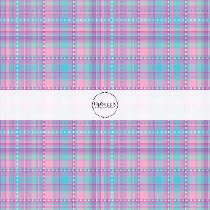 Purple and Blue Tartan Print Fabric by the Yard.