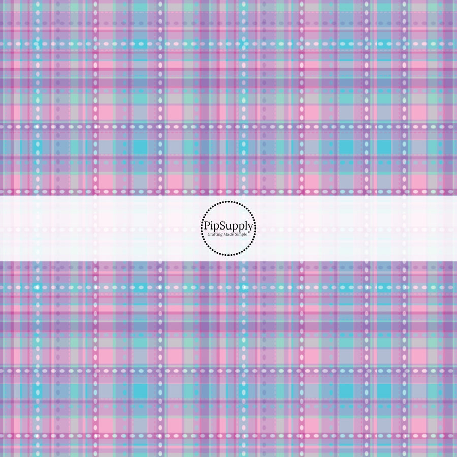 Purple and Blue Tartan Print Fabric by the Yard.