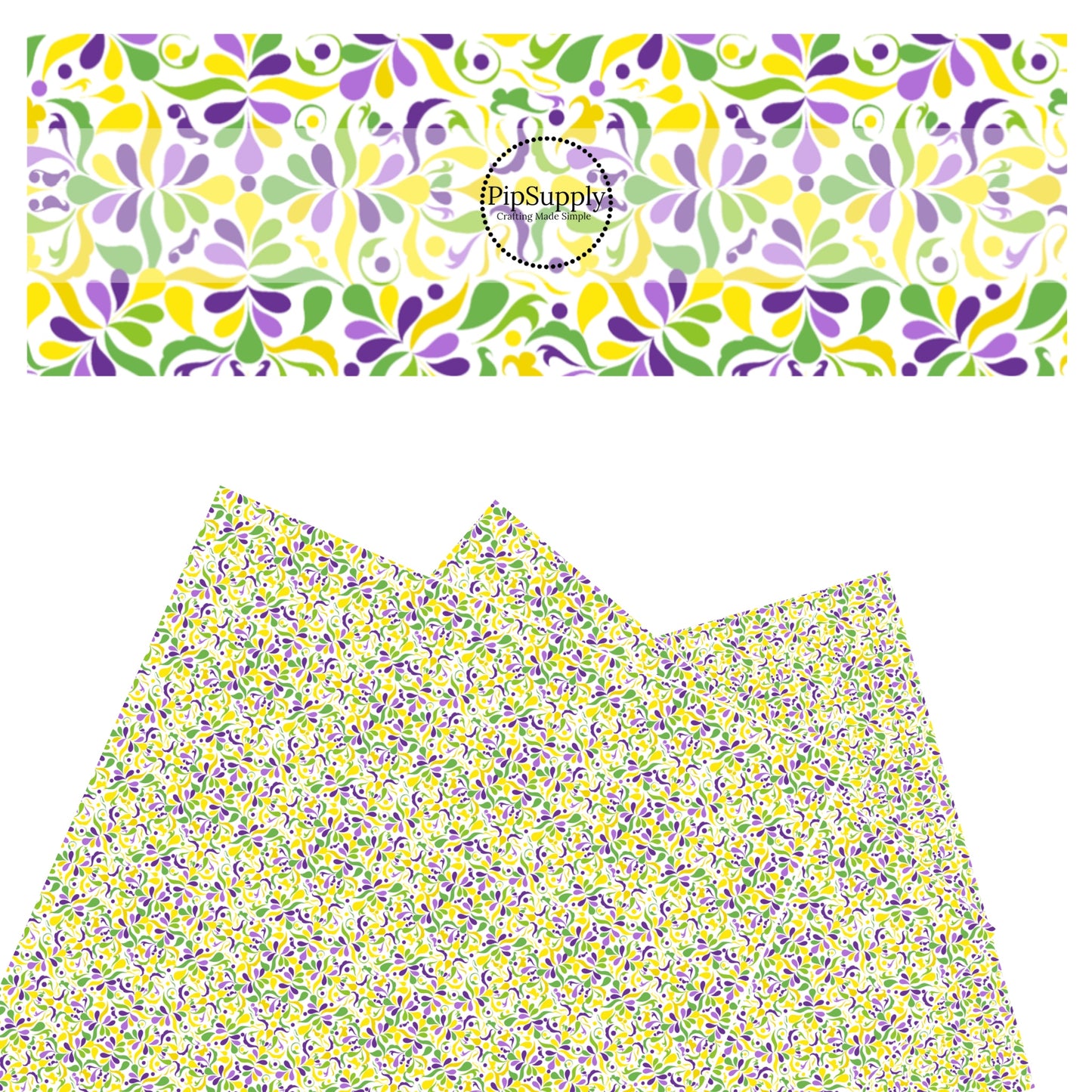 Mardi gras colored paisley on white faux leather sheets