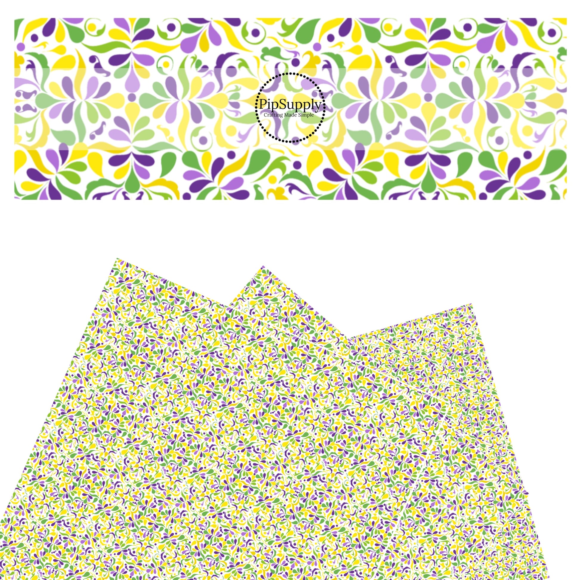 Mardi gras colored paisley on white faux leather sheets