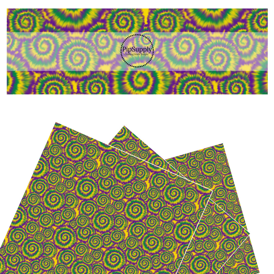 Swirl tie dye mardi gras faux leather sheets