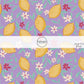 This summer fabric by the yard features lemons surrounded by tiny flowers on purple. This fun summer themed fabric can be used for all your sewing and crafting needs!