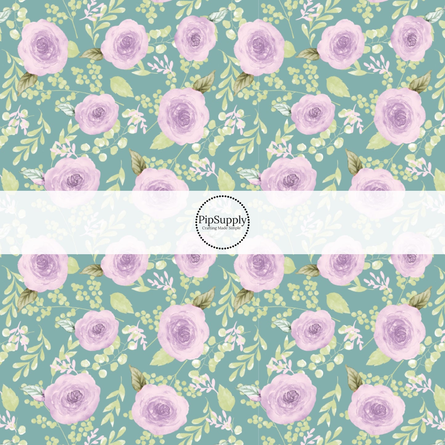 This summer fabric by the yard features purple roses on aqua. This fun summer themed fabric can be used for all your sewing and crafting needs!