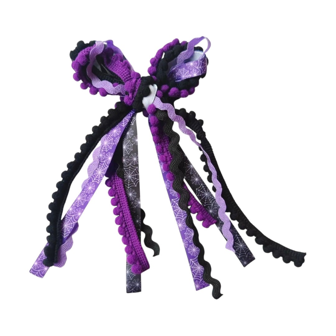 These Halloween colored messy ribbon tied bows are ready to package and resell to your customers no sewing or measuring necessary! These hair bows come with a clip already attached.