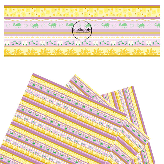 Purple and yellow princess secret tower stripes faux leather sheets