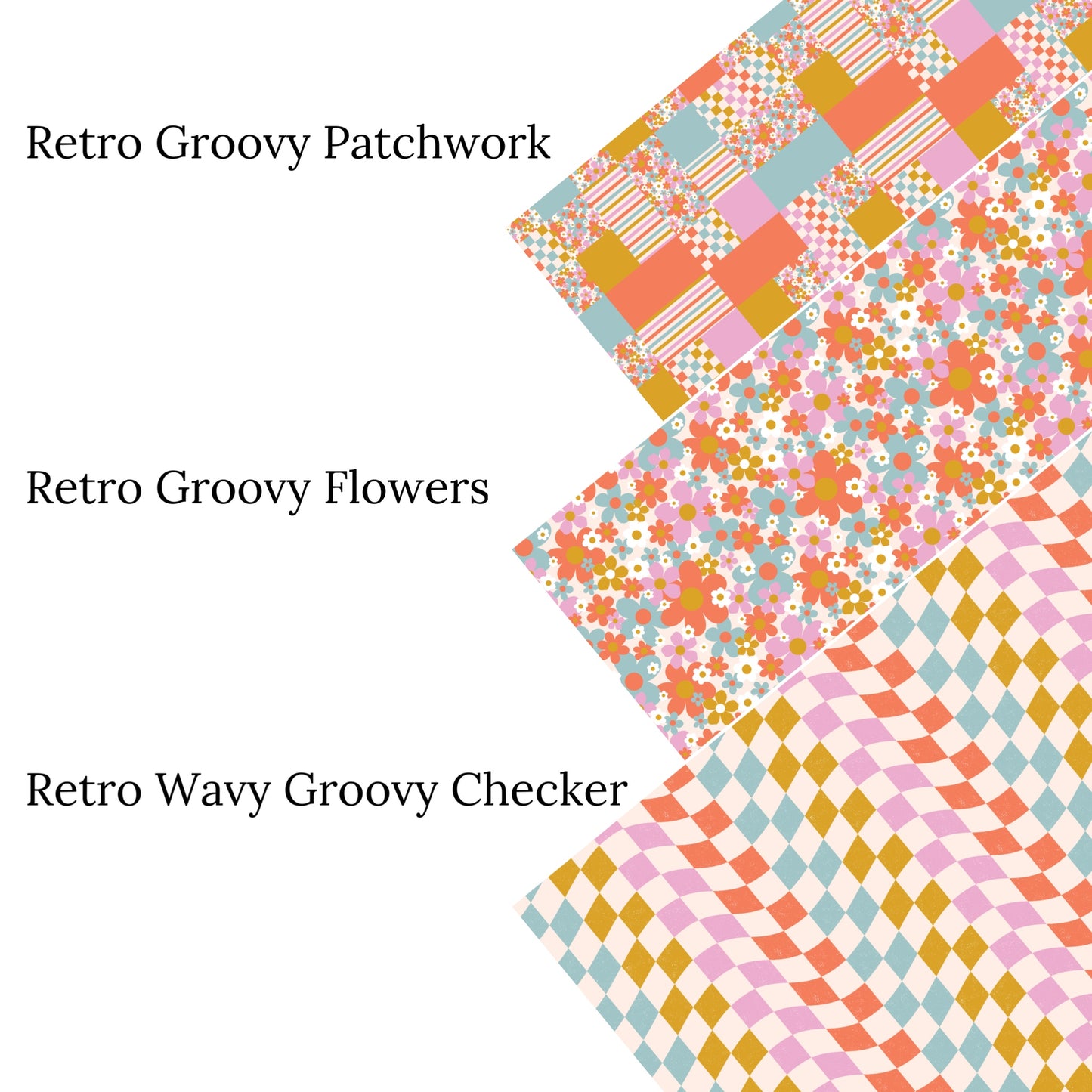 Retro Groovy Flowers Faux Leather Sheets