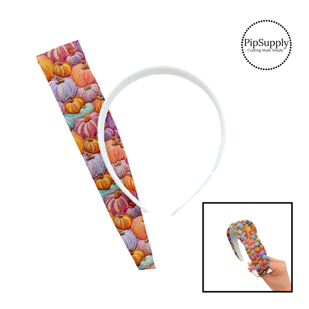 Multi bright pumpkin knotted headband kit