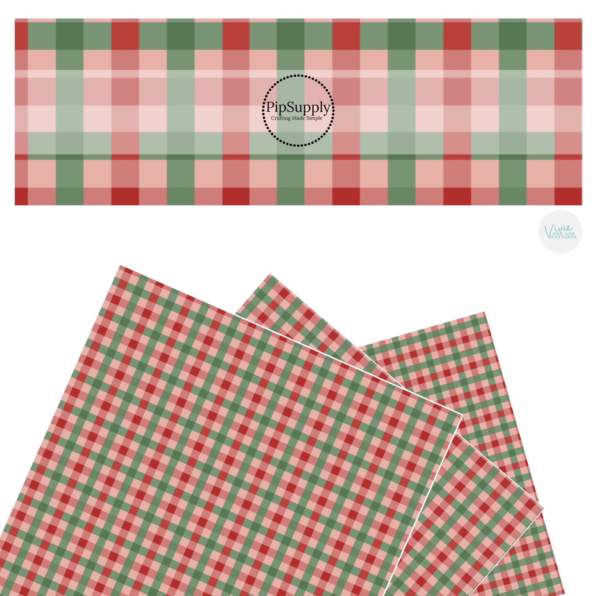 Green and red multi plaid faux leather sheets