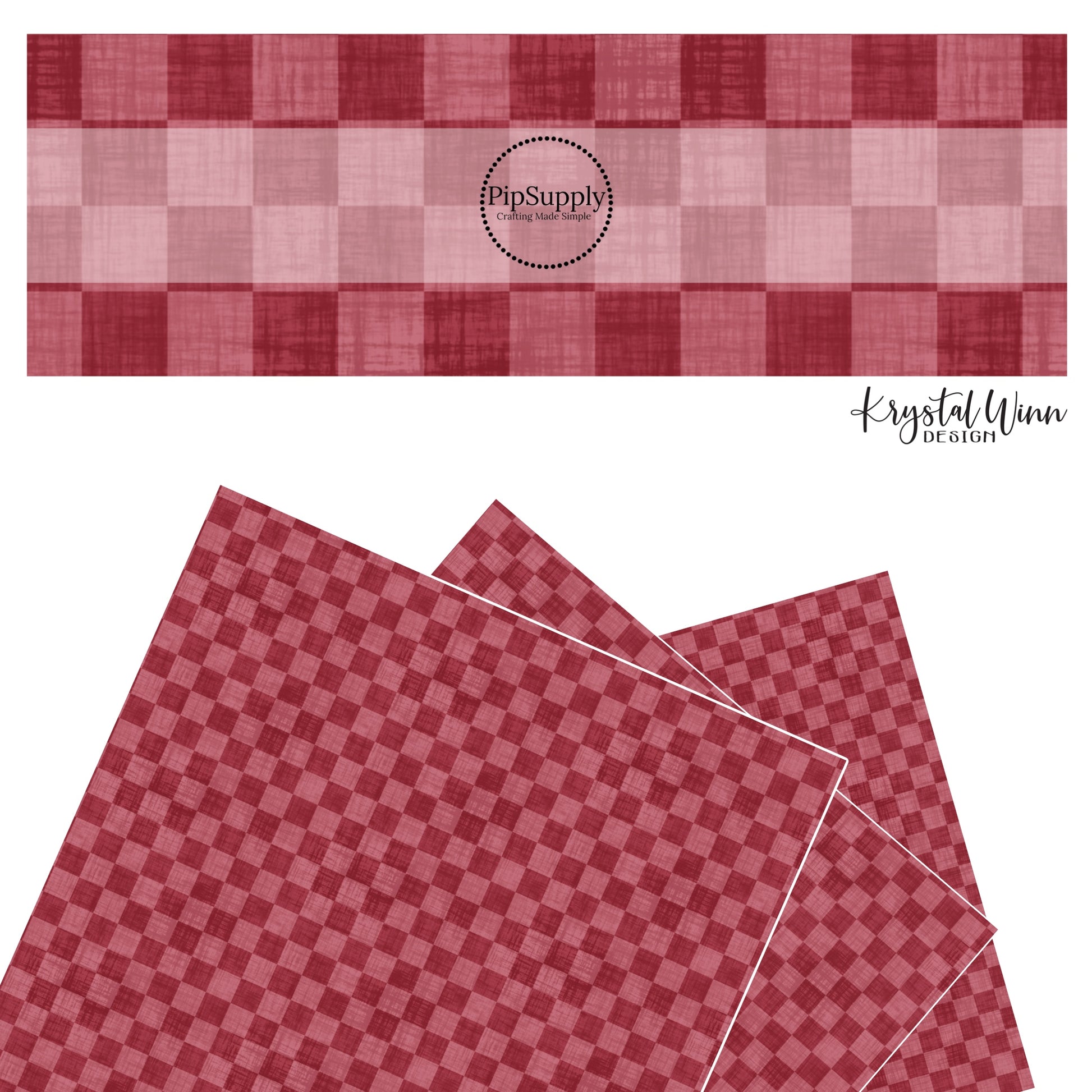 Distressed multi red checkered faux leather sheets